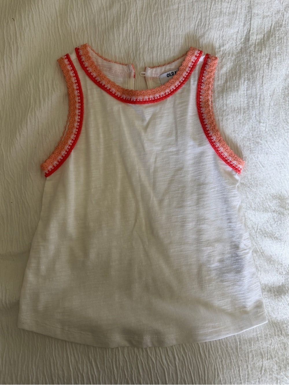 Old Navy White Tank Top with Coral & Pink Trim